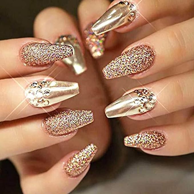 Holographic Gold Glitters Nail Art Sequins 3D Flakes Decoration for Women Girls Manicure Tips DIY Acrylic Nails Supplies Shining Design Accessories (8 Boxes)