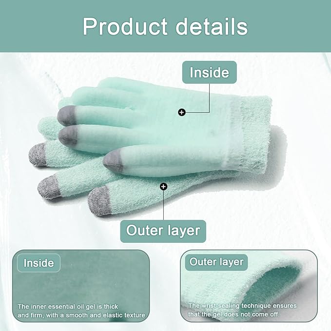 Moisturizing Gloves for Dry Hands, Touchscreen Silicone Gloves Reusable Spa Hydrating Gloves for Women Hand Care Cracked Skin