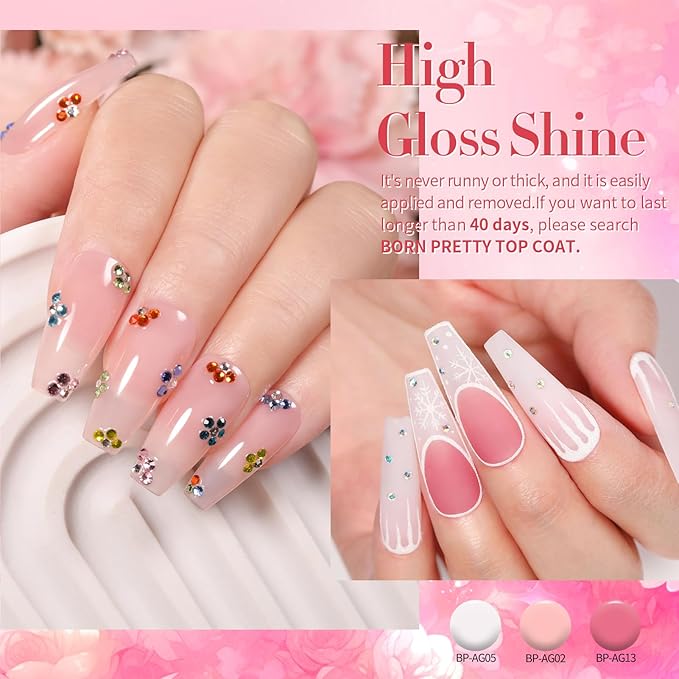 Born Pretty Jelly Gel Nail Polish Sheer Clear Nude Pink Red Brown Gel Polish Set Transparent Translucent Gel Polish with Glossy Matte Top Coat Base Gel Manicure Christmas Day Gifts 39PCS