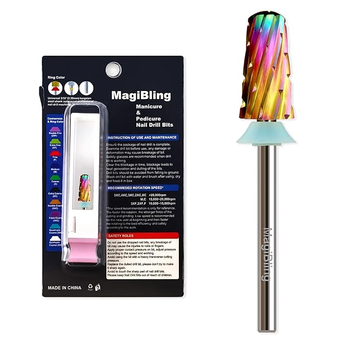 Round Top Nail Drill Bits, Cross Cut Tapered 3/32'' Safety Tungsten Carbide Professional Bit, Remove Gel Fast, Left Right Hand Use, Acrylic Nail Polish, Technicians Bits, Quadruple Coarse.