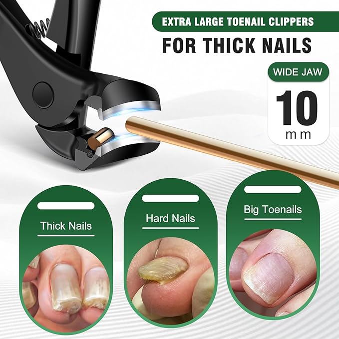 Toenail Clippers for Seniors Thick Toenails, 2025 Upgrade Long HandleToe Nail Clippers with Angled Head, 45° Slanted Toenail Clippers and 37mm Wide Opening Ingrown Nail Clippers, 6PCS