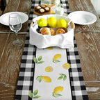 Black Buffalo Check Summer Table Runner 72 Inch, Lemon Vase Spring Farmhouse - Image 5