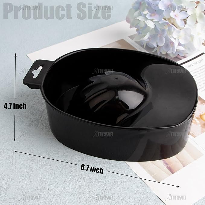 AUEAR, 2 Pack Manicure Bowl Nail Soaking Art Hand Soak Treatment Bowls Tray for SPA Tools (Black)
