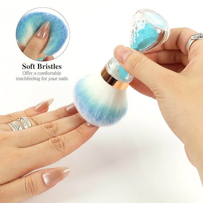 Nail Dust Brush for Acrylic Nails,Soft Brush Nail Art Dust Powder Remover Brushes,Manicure Brush Clean Up Tools for Home Use or Salon Nail Art Brush(Hourglass Blue)