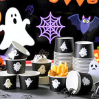 CHENGU 60 Pcs Halloween Snack Cups 9 oz Disposable Ghost Paper Ice Cream Bowls - Image 7