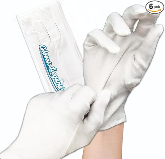 3 Pairs - Women Size Small - Gloves Legend White Cotton Moisturizing Gloves for Dry Hands Eczema Sleeping Nighttime Care