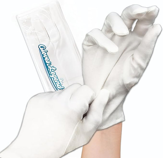 6 Pairs - Medium - Gloves Legend Cotton Moisturizing Gloves for Dry Hands - White Sleeping Gloves for Nighttime Care