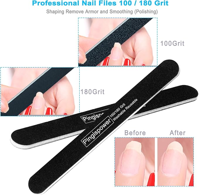 Nail Files and Buffers, 16PCS Professional Emery Boards Nail File & Buffer Block for Natural Nails,100/180 & 600/3000 Grit, Dual Sided Reusable Washable Manicure Kit for Women Home & Salon