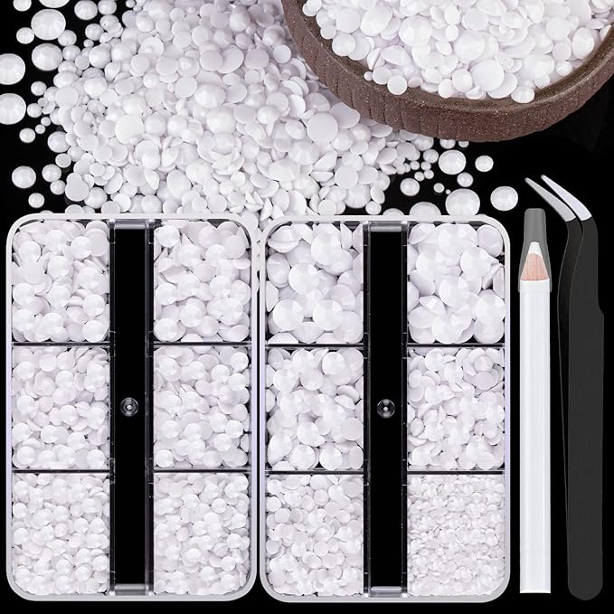 Resin Rhinestones Crafting, 2/3/4/5/6mm Flatback Jelly Rhinestones, 2 Boxes White Non Hotfix Crystal Gems for Bedazzling Crafts Mugs Tumblers Clothes Makeup Nail