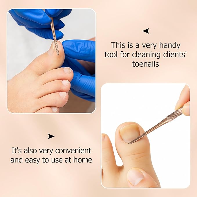 Mudder 6 Pack Ingrown Toenail Files Double Sided Toenail Lifters One Side Flat and One Side Curved Stainless Steel Manicure Treatment Removal Pedicure Tools for Feet Under Nail Cleaner (Rose Gold)