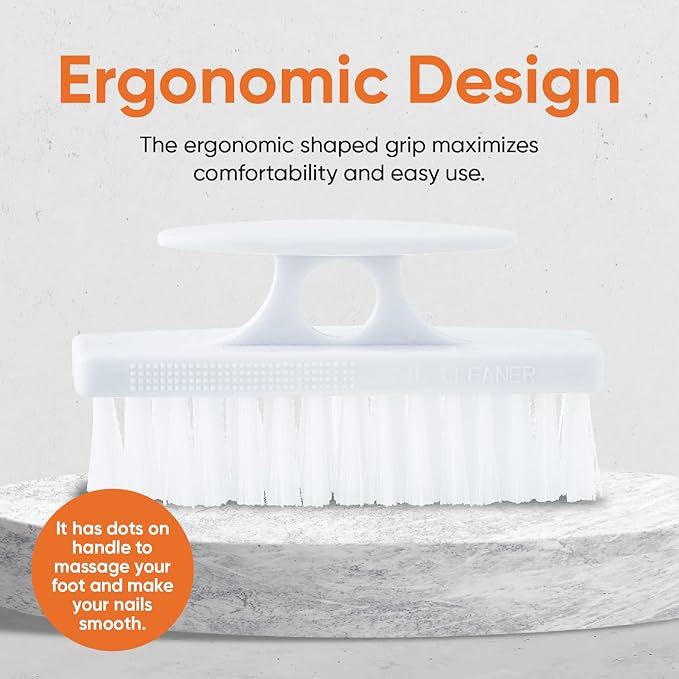 Nail Brush for Cleaning Fingernails, Nail Scrubber Brush, Toe Foot Hands Fingernail Brush Cleaner- Small Scrub Brush- All-Purpose Stiff Cleaning Brush (3 Pack, White)