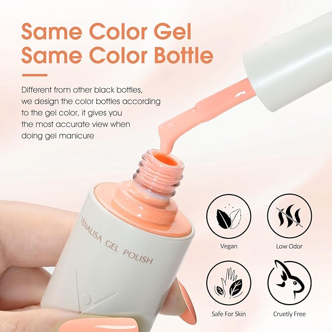 VENALISA Gel Nail Polish Set, 5 Colors 10ML Nude Gel Polish Kit Skin Tone Soak Off Salon Manicure DIY at Home Nail Art For Girls Women
