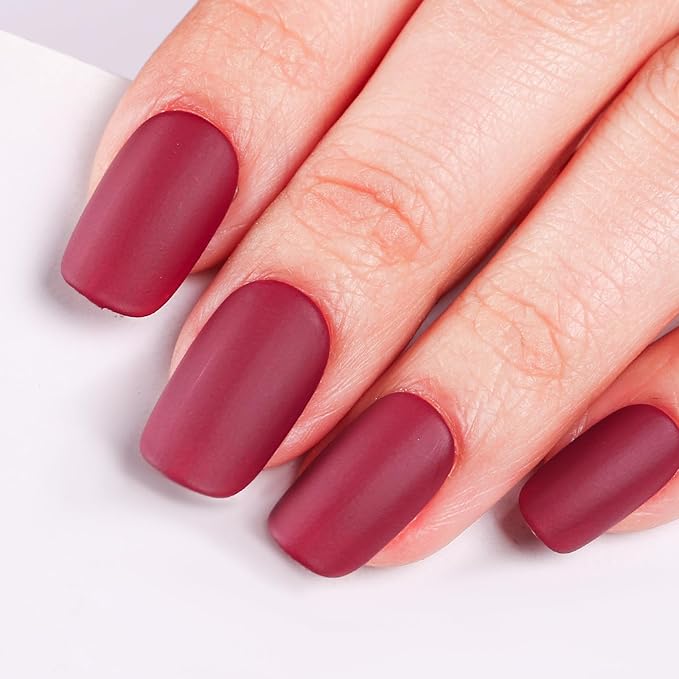 Matte Nail Polish Air Dry Nail Lacquer for Nail Art Varnish, Mist Effect Matte Finish Velvet Nail Polish, 0.35 fl oz (Wine Red-04, 10 ML)
