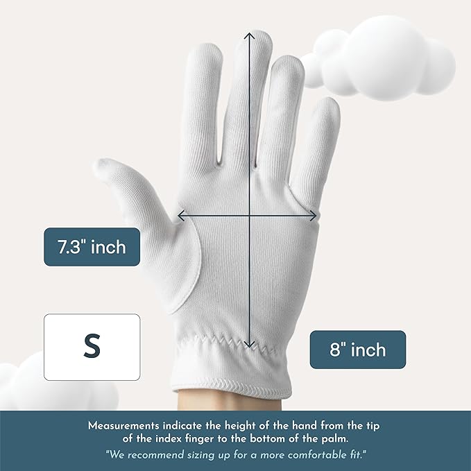 4 Pairs Cottonnerie Original Cotton Gloves for Dry Hands Sleeping, Moisturizing Gloves Overnight, Hand Moisturizer Gloves, Moisture Gloves for Dry Hands Overnight, Sleeping Gloves, Small