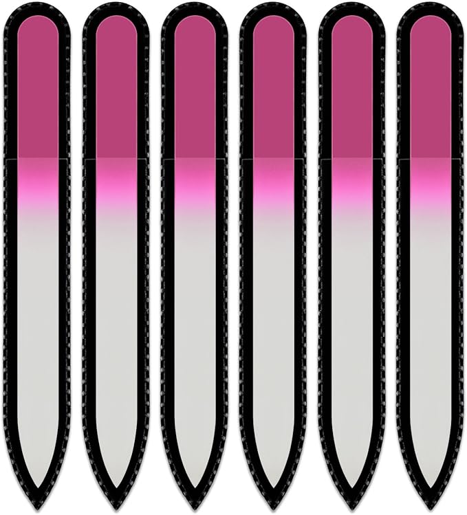 Color Crystal Nail File in Black Pouch - Czech Tempered Glass - Handmade in Czech Republic