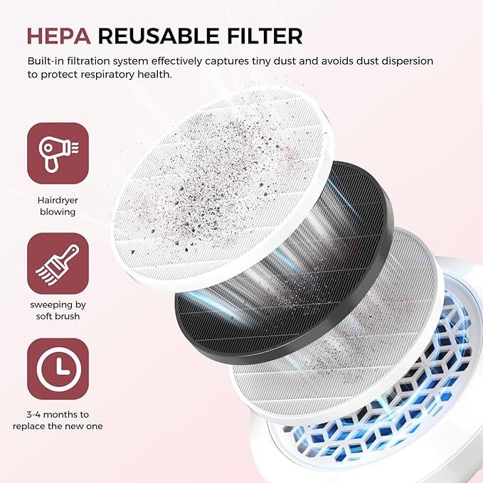 Nail Dust Collector for Nail Tech & Acrylic Nail Polishing - 8000RPM Ultra-Quiet, 1800PA Suction with Magnetic Washable Filter, Portable for Salon, Home DIY & Crafts
