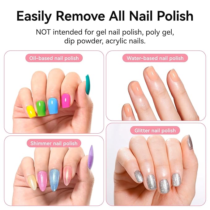 Non-acetone Nail Polish Remover, Cherry Blossom Scent, 3-5s Quick Remove Air Dry Nail Polish, VE Nourish No Drying Out, Refillable One-handed Pump Dispenser, 5.46 Fl oz