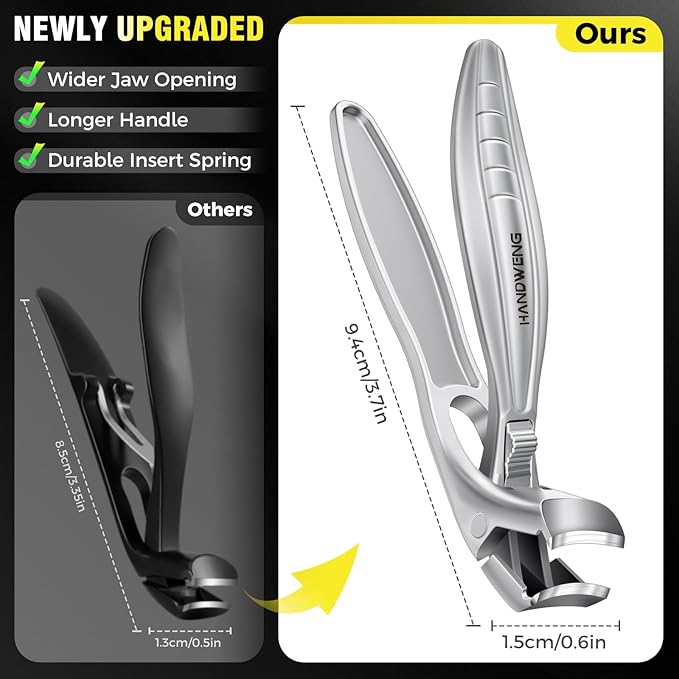 2025 Toenail Clippers for Seniors Thick Toenails, Angled Head Large Toe Nail Clippers for Men with Catcher, Heavy Duty Sharp Fingernail Clipper with Long Handle, Wide Jaw