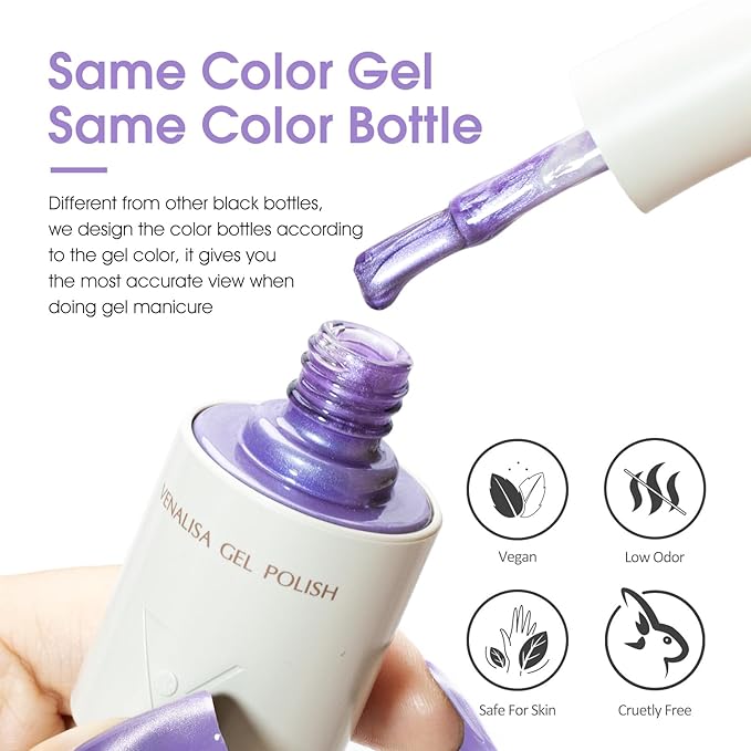 VENALISA Cat Eye Gel Nail Polish 1 Pcs 10ML Shimmer Purple Glitter Magnetic Gel Polish Soak Off Salon Manicure DIY at Home Nail Art For Girls Women