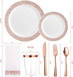 FOCUSLINE 350 Ct Rose Gold Dinnerware Set - Image 2