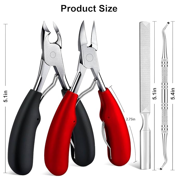 Toenail Clippers, Nail Clipper for Seniors Thick Toenails, Ingrown Heavy Duty Nail Clippers, Extra Large Professional Adult Toe Nail Clipper Sets with Long Handle