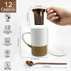 Mora 12oz Ceramic Tea Cup with Infuser, Lid - Image 2