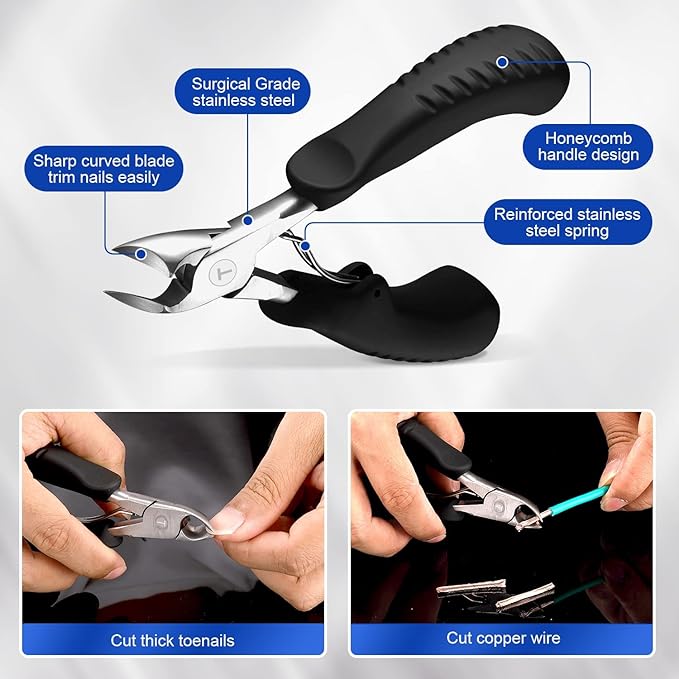 Nail Clipper for Ingrown or Thick Nail, Kaasage Podiatrist Toenail Clippers with Surgical Stainless Steel Sharp Curved Blades & Anti-Slip Handle, Professional Nail Cutter for Men, Women and Seniors