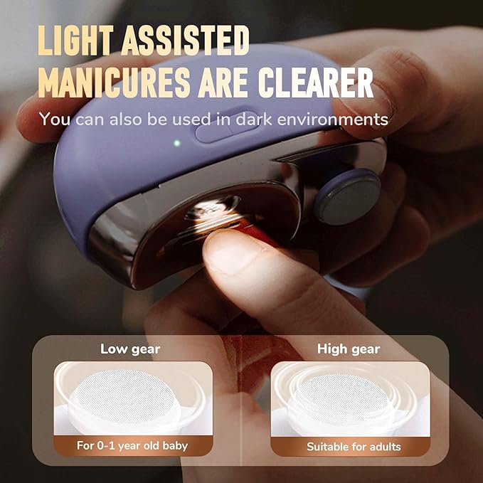 Electric Nail Clipper, 2026 New 2 in 1 Electric Polishing Automatic Nail Clippers, with Polishing, Multifunctional Nail Trimmer with 2 Adjustable Speeds for Seniors, Kids, Adults (White)