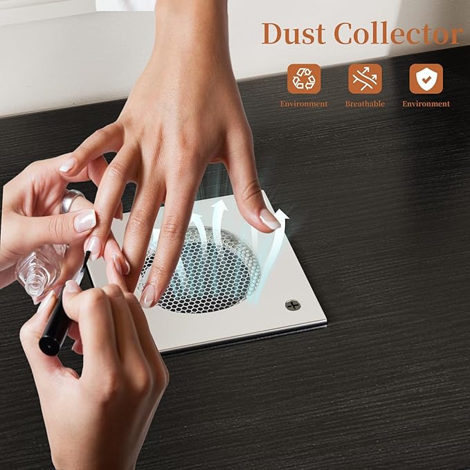 Manicure Table Nail Desk for Nail Tech, Nail Beauty Table w/Electric Dust Collector & 6 Storage Drawers & Open Shelves for Home, Workshop, Makeup Beauty Salon Workstation