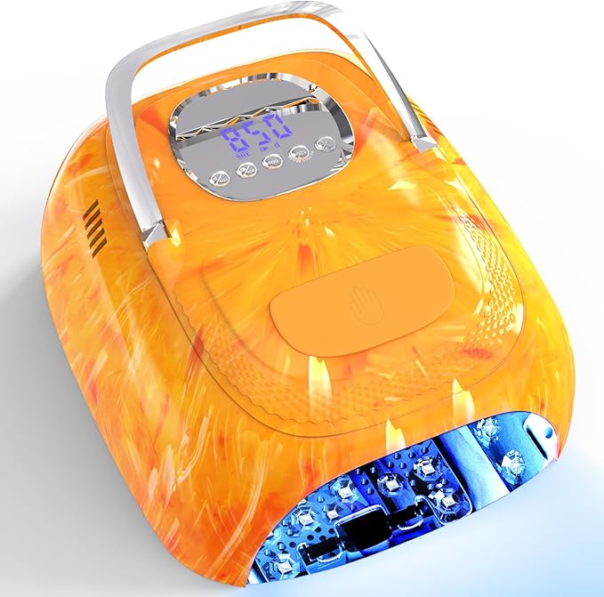 LimeGirl Cordless Nail Lamp, 72W Powerful UV LED Nail Dryer with Replaceable Lamp Beads & Battery, UV Light for Gel Polish, Rechargeable & Portable for Salon & Home (Rendering Orange, One Battery)