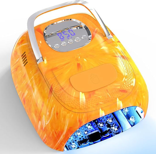 LimeGirl Cordless Nail Lamp, 72W Powerful UV LED Nail Dryer with Replaceable Lamp Beads & Battery, UV Light for Gel Polish, Rechargeable & Portable for Salon & Home (Rendering Orange, One Battery)