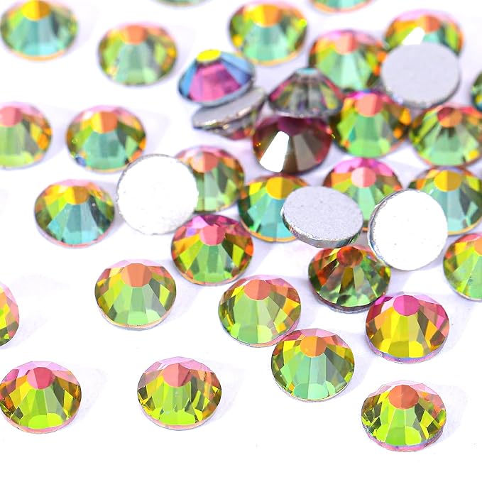 Novani Rhinestones 288pcs Glass Rhinestones Crystal Flatback Gemstones for Crafts Nails Makeup Bags and Shoes Decoration（SS34, Rainbow）