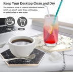 8 Pcs Drink Coasters with Metal Holder Stand, Marble Design Ceramic Coaster Set - Image 3
