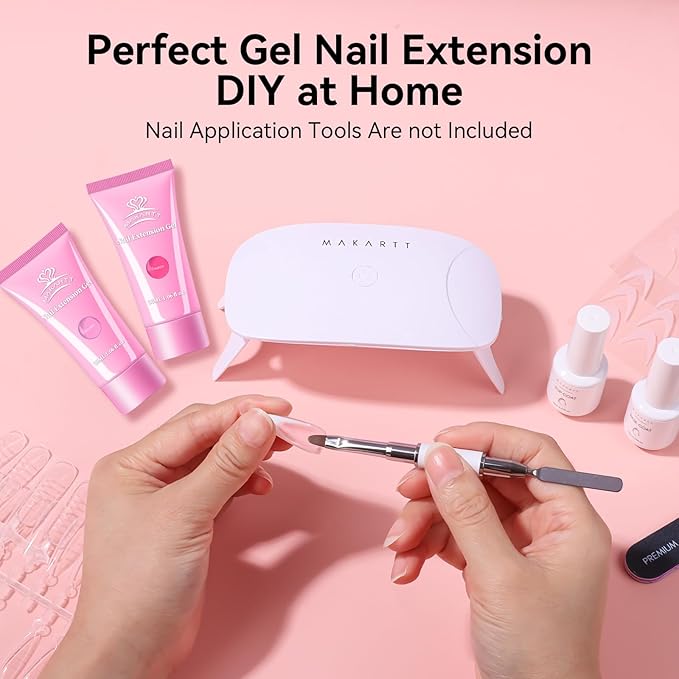 Makartt Poly Nail Gel Set: Sheer & Neon Pink Colors, Strong Builder for Extension Overlay Strengthener 3D Diy, Long-lasting for Nails French Manicures Home Salon-2PCs 30ML