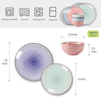 Selamica Ceramic 12-Pieces Dinnerware Sets, Scratch Resistant Plates and Bowls - Image 4
