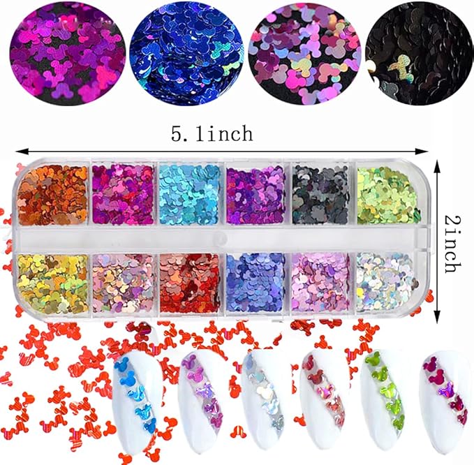 12 Color Nail Glitter Sequins 3D Shiny Flakes - Gold Glitters, Sparkle Decor DIY Craft