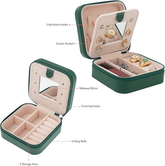 KElofoN Travel jewelry case Travel jewelry box Travel Jewelry Organizer Small - Image 4