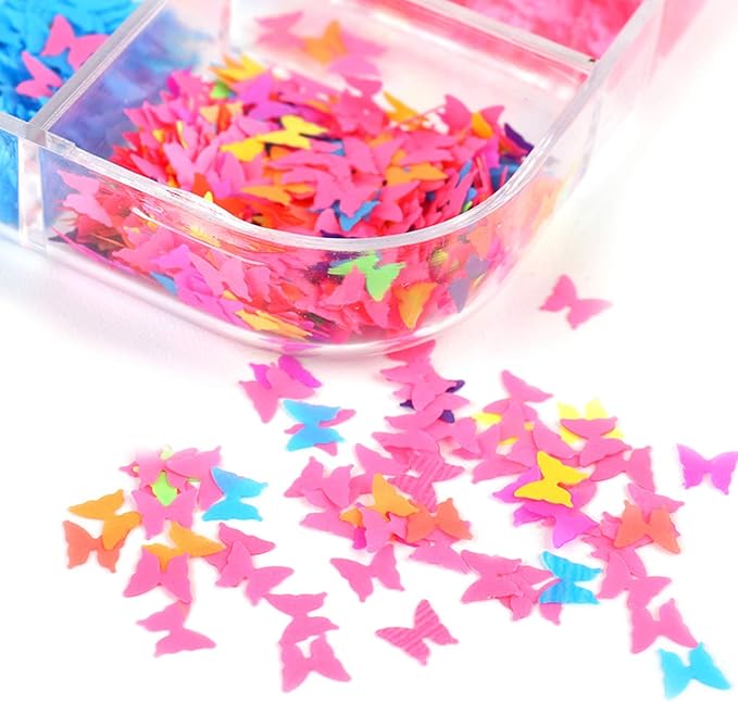 12 Colors 3D Butterfly Nail Sequins Luminous Butterflies Nail Art Design Holographic Butterflies Shape Flakes for Nail Decorations Sparkle Colorful Confetti Glitters Sheets Nails Art Accessories