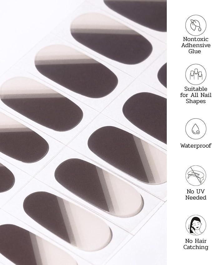 Nail Polish Strips - 22 Pcs Salon Quality Gel Nail Stickers - Long Lasting Wraps (Lost in Maze Brown&White)