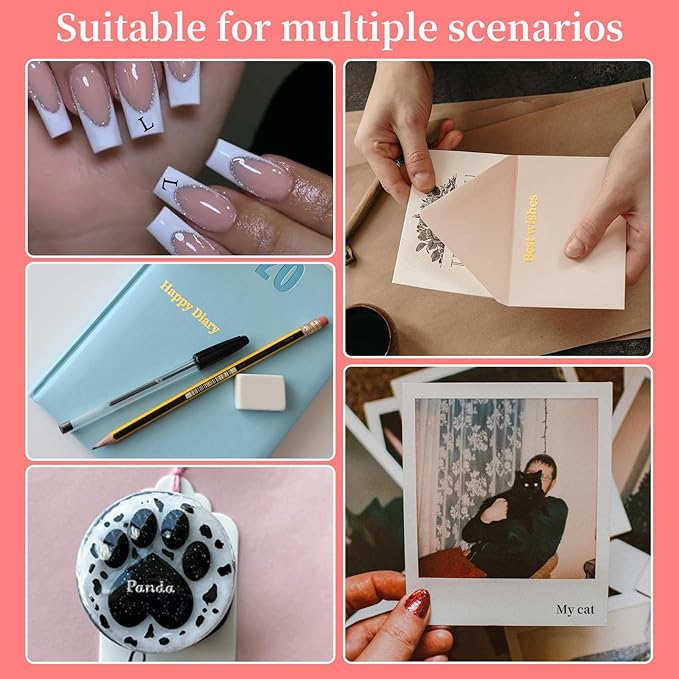 Letters Nail Art Stickers English Alphabet Nail Decals 3D Self-Adhesive Metallic Gold Silver Nail Sticker Black Alphabet Nail Art Supplies for Women Girls DIY Nail Decoration Manicure 8 Sheets