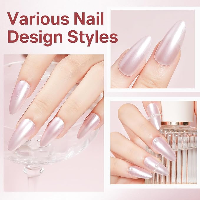 MIZHSE Pearlescent Pink Nail Polish, Quick Dry Pearl Nail Polish, Air Fast Drying 15ml Nail Lacquer Non Gel Oil-based Nail Art Manicure Home DIY