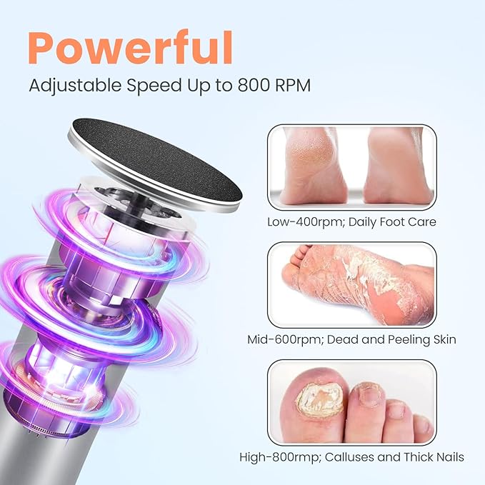 Electric Foot Callus Remover with 36 in 1 Pedicure Kit | Adjustable Speed | Mini Portable | 60 Pcs Sandpaper Discs | Professional Electric Callus Remover for Feet for Dead Skin and Calluses