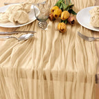 2 Pack Champagne Cheesecloth Table Runner 10ft Boho Sand Gauze Decor | - Image 2