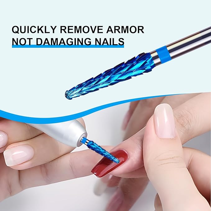 3/32" Small Cone Clean Medium Grit Carbide Cuticle Cleaner Bit for Electric Nail Drills – Professional Manicure Tool for Nail Salons and Home Use (M Grit. Blue)