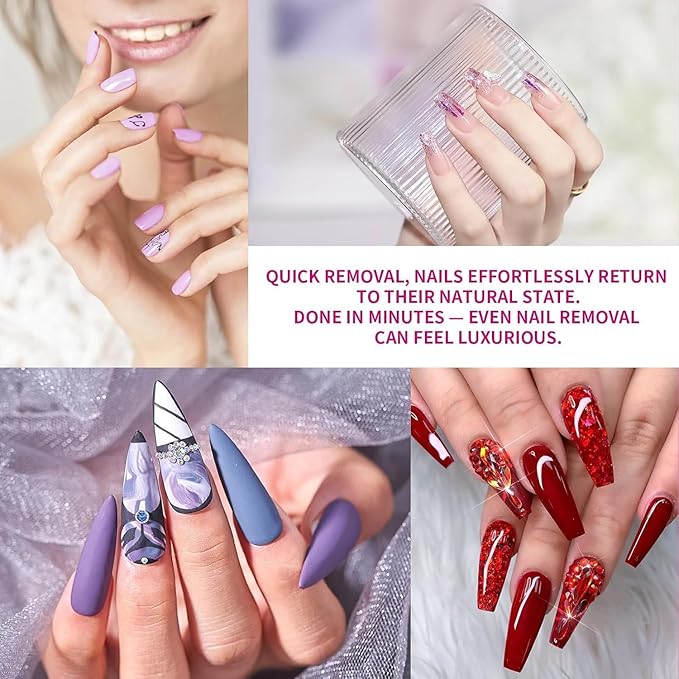 Gel Nail Polish Remover Kit - 2PCS 15ML(0.5fl.oz) Fast Gel Remover No Soaking or Wrapping Needed, Includes Cuticle Pusher & Scraper & File, Easy Removal for Gel Nails