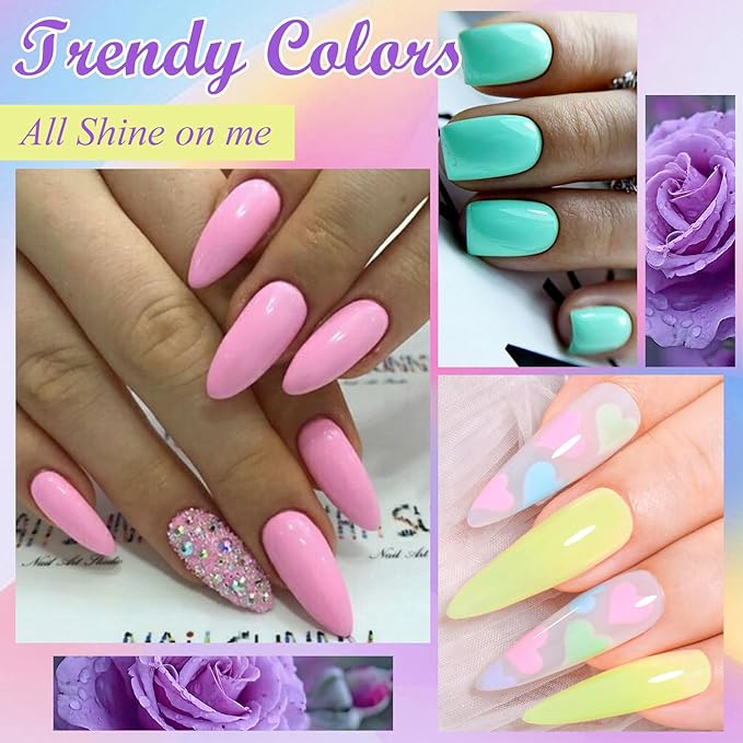 MEET ACROSS 12PCS Gel Nail Polish Set, 12 Colors Gel Nail Kit Art Design Soak Off UV LED,Nail Art Design Gifts for Women (SET-12, 12PCS)