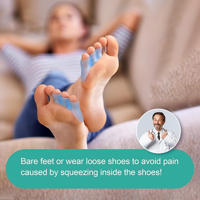 Welnove Gel Pinky Toe Separators - 8 Pack Pinky Toe Spacers, Bunion Cushions Pads for Women＆Men, Silicone Little Toe Protectors for Preventing Rubbing & Relieve Pressure(Blue)