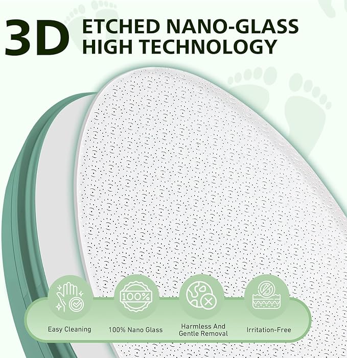 BALUCA Glass Foot File Callus Remover for Feet - Nano Glass Foot Scraper Scrubber Dead Skin Removal for Cracked Heels,Professional Pedicure Tool for Home, Salon, and Travel (Green)