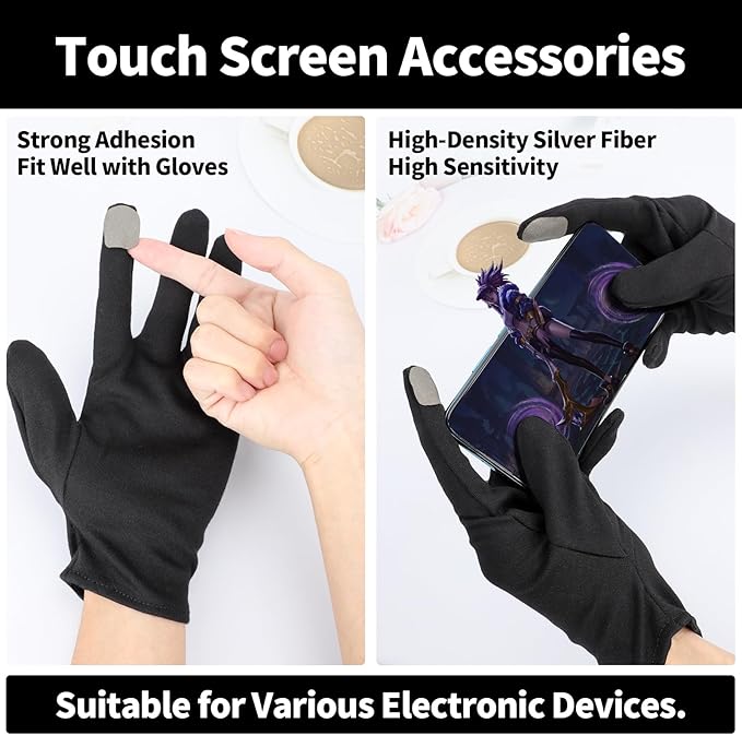 10 Pairs Extra Large Black Cotton Gloves for Dry Hands Sleeping, Men and Women Moisturizing, Black Work Gloves for Photography, Coin Handling, Jewelry, with Pack of 40 Touch Screen Stickers