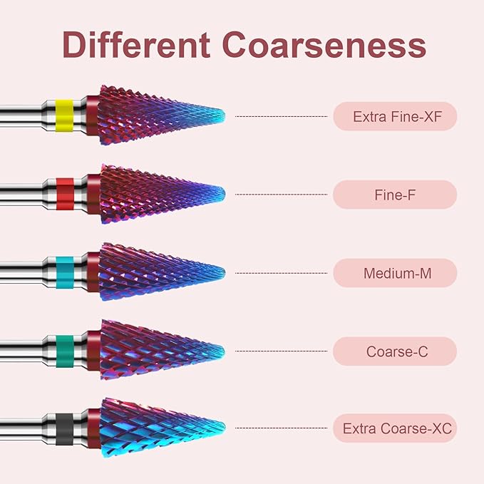3/32" 2PCS Clean Umberllas Bits Extra Coarse Grit Carbide Cuticle Cleaner Bit for Electric Nail Drills – Professional Manicure Tool for Nail Salons and Home Use (XC Grit. Purple)